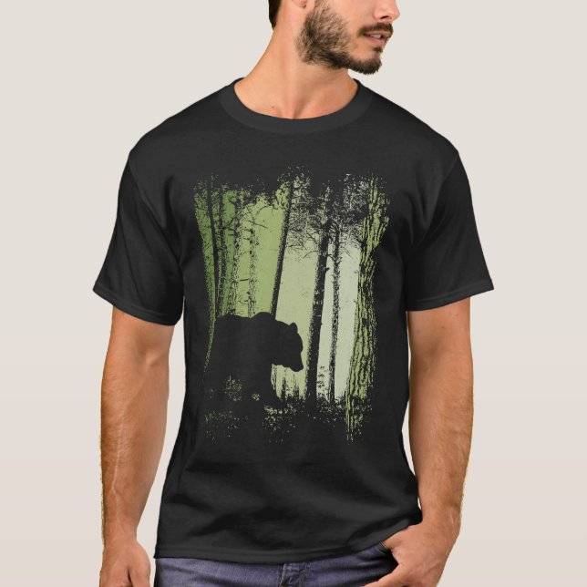 T-shirt Twilight Forest Outdoor Romantic Grizzly Bear Silh (Devant)