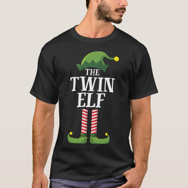 T-shirt Twin Elf Matching Famille Drôle fête de Noël Paj (Devant)