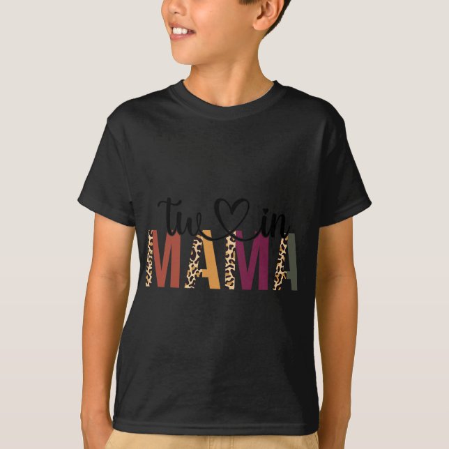 T-shirt Twin Mama Mothers Day Squared Mommy Leopard New Mo (Devant)