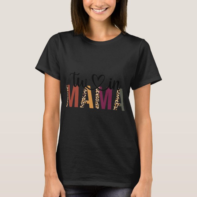 T-shirt Twin Mama Mothers Day Squared Mommy Leopard New Mo (Devant)