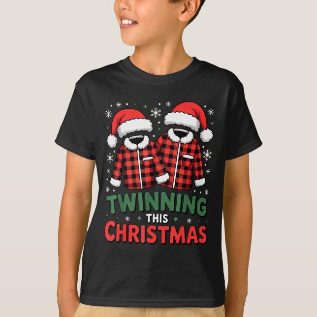 T-shirt Twinning This Christmas Matching Family Holiday  (Devant)