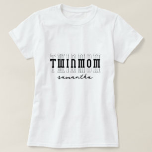 T-shirt Twins Maman of 2 Custom Monogram Mères Day Cadeau