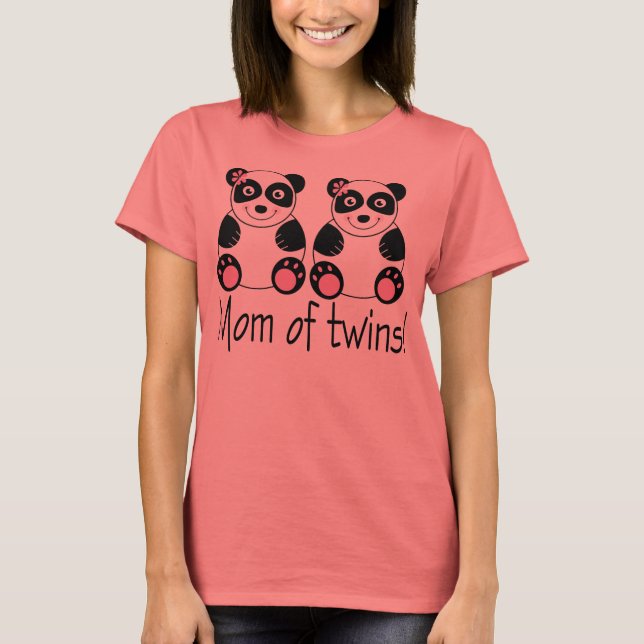 T-shirt Twins Maman Panda Femmes Tee - shirt (Devant)