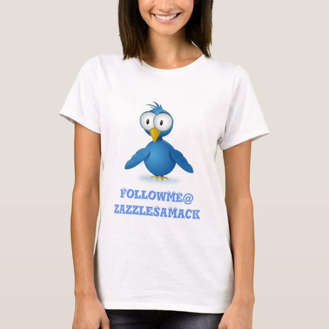 T-shirt Twitter Suivez-moi @ Votre Nom D'Utilisateur (Devant)