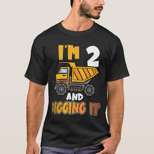 T-shirt Two 2yr 2th Birthday Construction Boy 2 Years Old  (Devant)