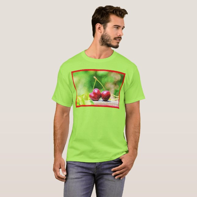 T-shirt "Two Cherries Fruit" Belle Photo. Commandez dès ma (Devant entier)