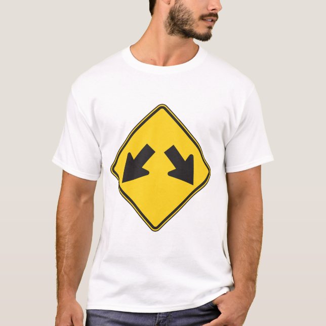 T-shirt Two Downward Arrows Warning Road Sign (Devant)