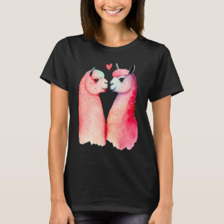 T-shirt Two Loving Llamas In Love Heart Valentine's Day Al