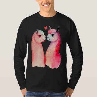 T-shirt Two Loving Llamas In Love Heart Valentine's Day Al