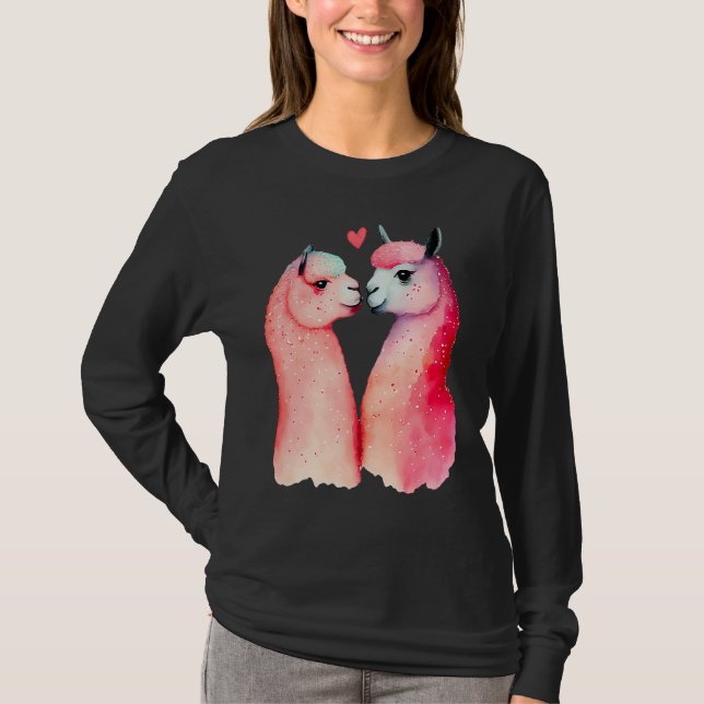 T-shirt Two Loving Llamas In Love Heart Valentine's Day Al (Devant)