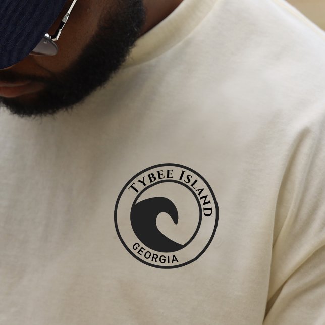 T-shirt Tybee Island Black Ocean Wave Circle Design (Créateur téléchargé)