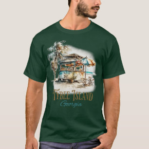 T-shirt Tybee Island GA Tiki Bar Beach Aquarelle Design T
