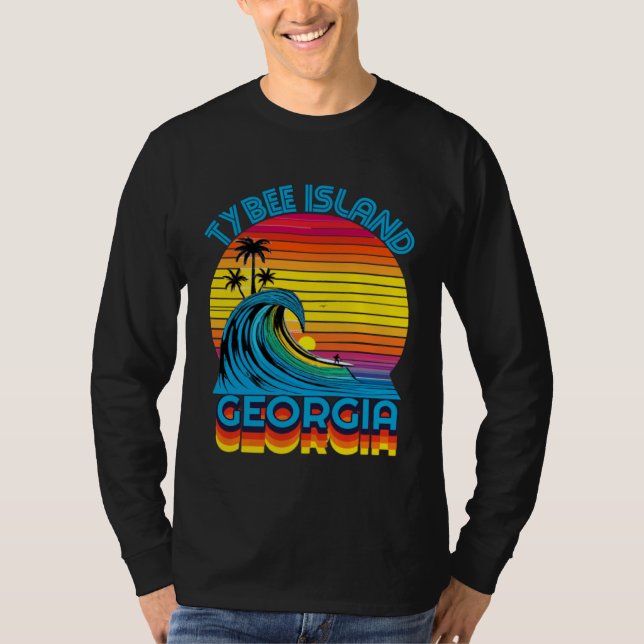 T-shirt Tybee Island Georgia Retro Throwback Surf & Beach  (Devant)