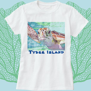 T-shirt Tybee Island Géorgie Aquarelle Tortue de mer