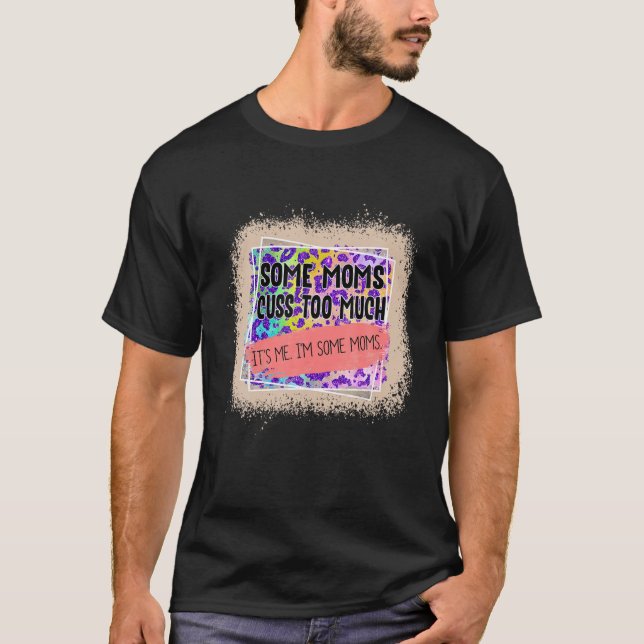 T-shirt Tye Dye Leopard Maman Bleached Joyeuse fête des mè (Devant)