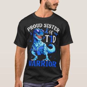 T-shirt Type 1 Diabète Fier Soeur D'Un Guerrier T1D Dino