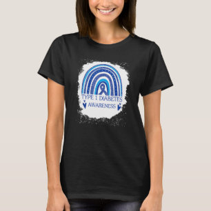 T-shirt Type 1 Sensibilisation au diabète Bleu arc-en-ciel