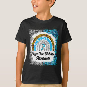 T-shirt Type 1 Sensibilisation au diabète Léopard arc-en-c