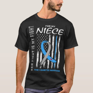 T-shirt Type 1 Sensibilisation au diabète Nièce Américaine
