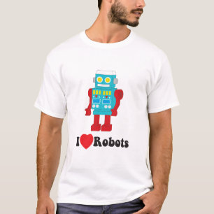 T-shirt type de noir de robots du luv i