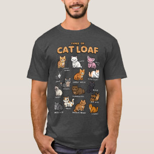 T-shirt Types de chat en boule de pâte Mignon chaton Kawai