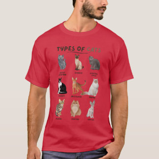 T-shirt Types de chats pour Amoureux de les chats vintages