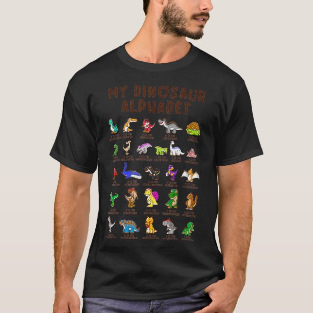 T-shirt Types De Dinosaures Alphabet Dino Identification (Devant)
