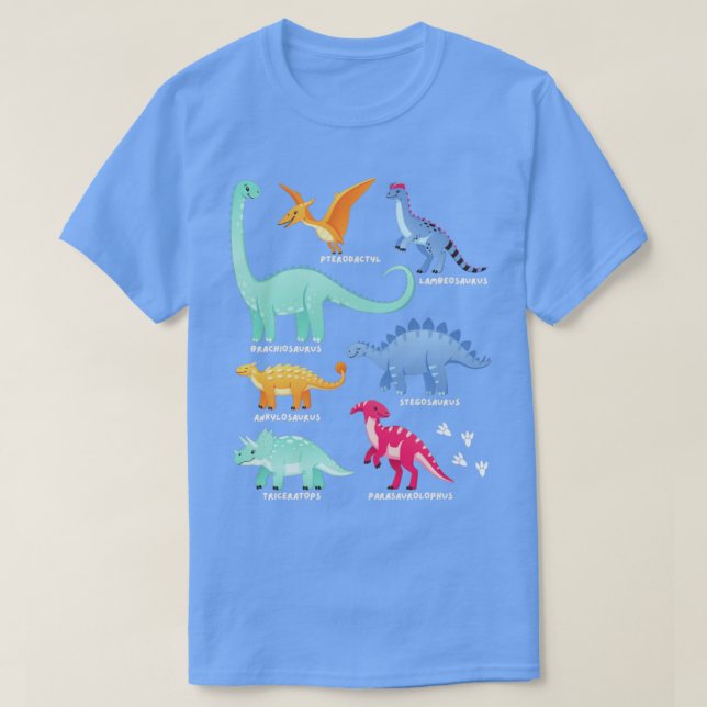T-shirt Types de dinosaures Paléontologistes futurs Enfant (Design devant)
