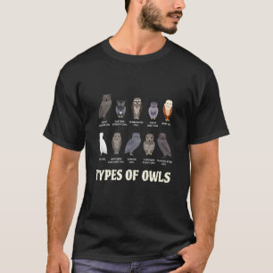 T-shirt Types de hiboux Éducatif Chouette Adulte Femmes Ho
