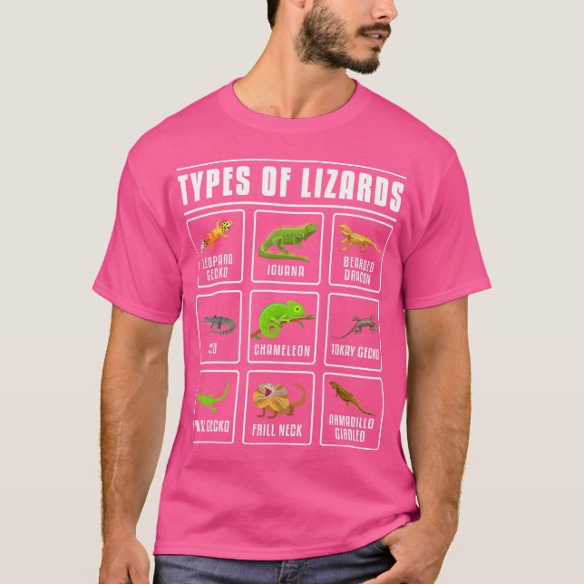 T-shirt Types De Lizards Lizards Reptiles (Devant)