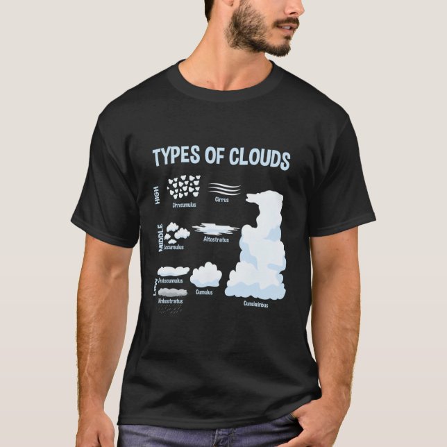 T-shirt Types De Nuages Météorologie Météo (Devant)
