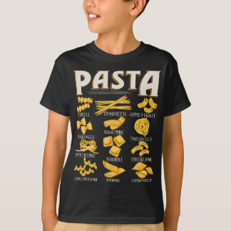 T-shirt Types de pâtes - Aliments italiens Pasta Lover Foo