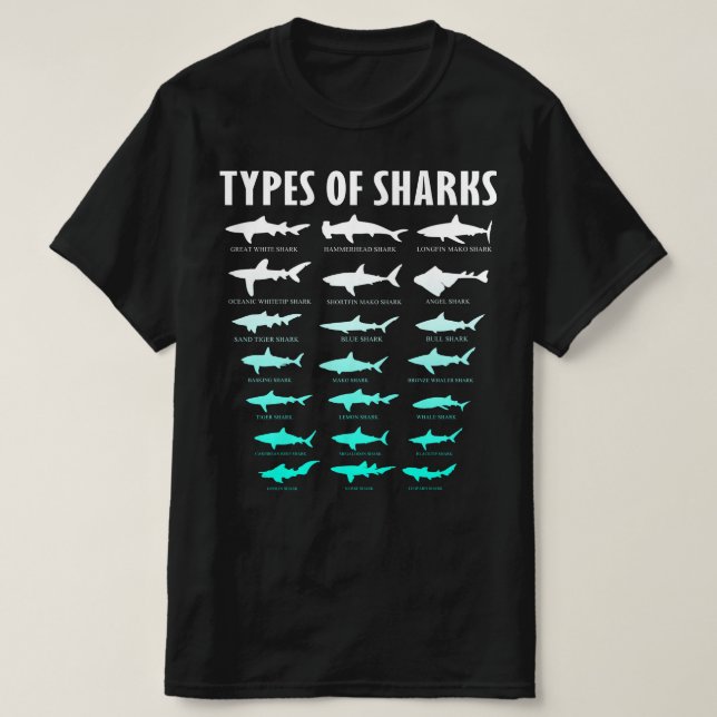 T-shirt types de requins (Design devant)