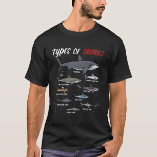 T-shirt Types De Requins Animaux Océan Plongée Plongée Drô