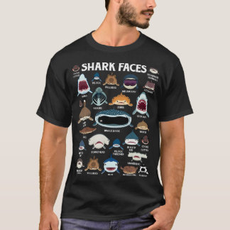 T-shirt Types De Requins Visages Identification Anniversai