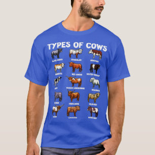 T-shirt Types De Vaches Amusant Fermier Costume Vache Cute