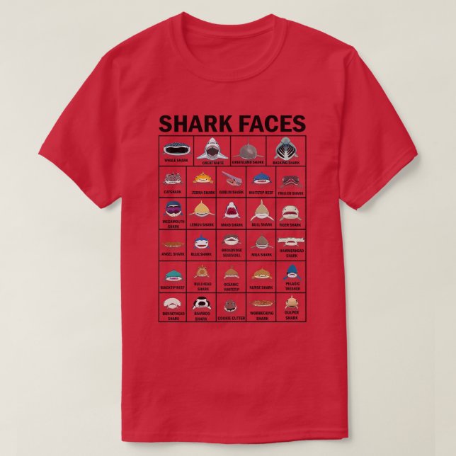 T-shirt Types De Visages De Requins (Design devant)