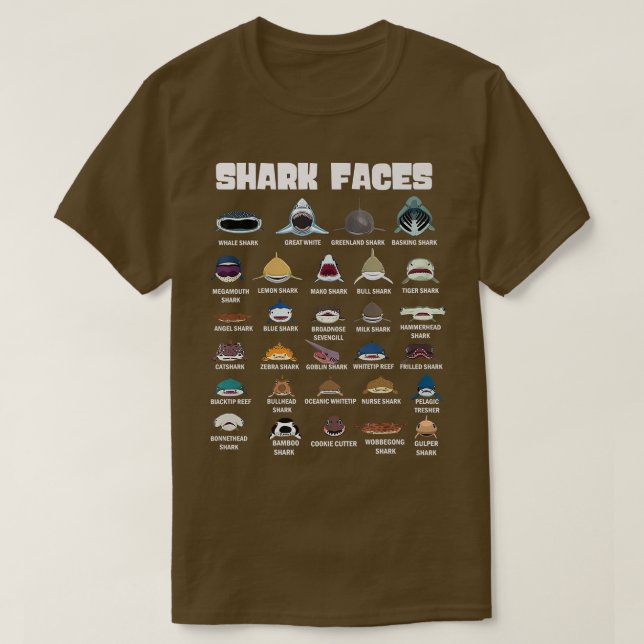 T-shirt Types De Visages De Requins (Design devant)
