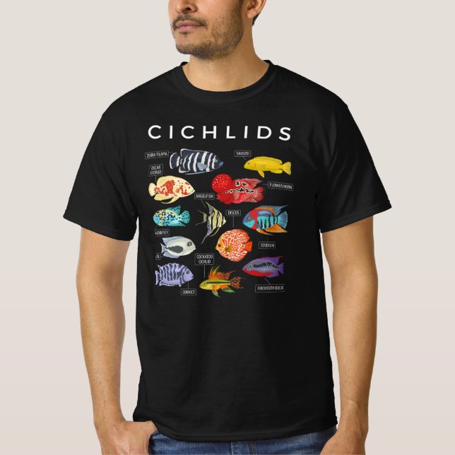 T-shirt Types D'Espèces De Poisson Cichlid Pêche (Devant)