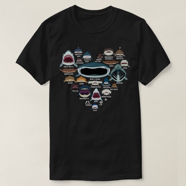 T-shirt Types D'Identification Du RequinVisages Du RequinE (Design devant)