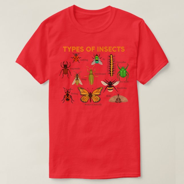 T-shirt Types D'Insectes Bogue Identification Science Don  (Design devant)