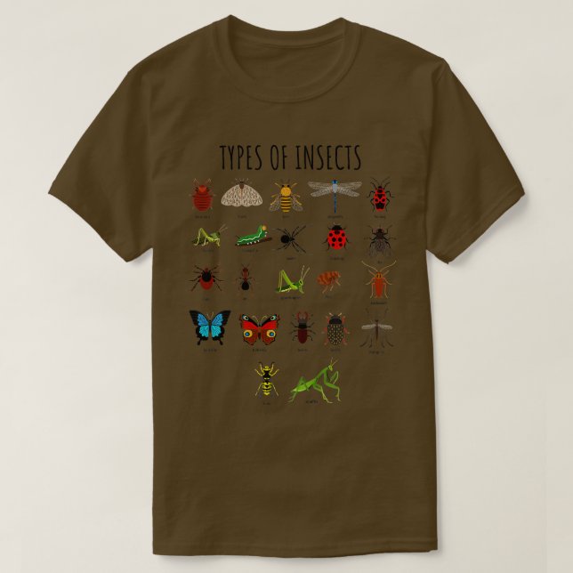 T-shirt Types D'Insectes Type D'Insectes Recherche D'Ident (Design devant)