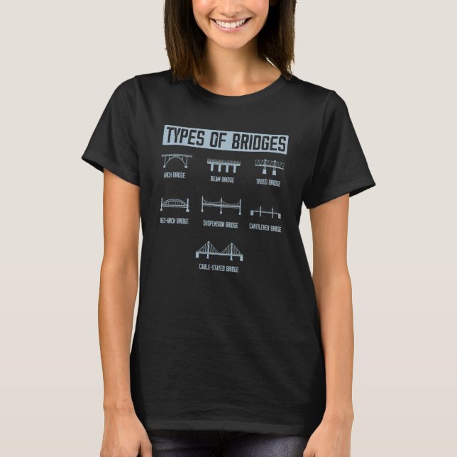 T-shirt Types of Bridges Bridge Engineer Architecture (Devant)