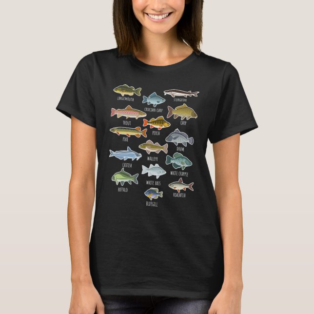T-shirt Types Of Freshwaterr Fish Species Fishing (Devant)