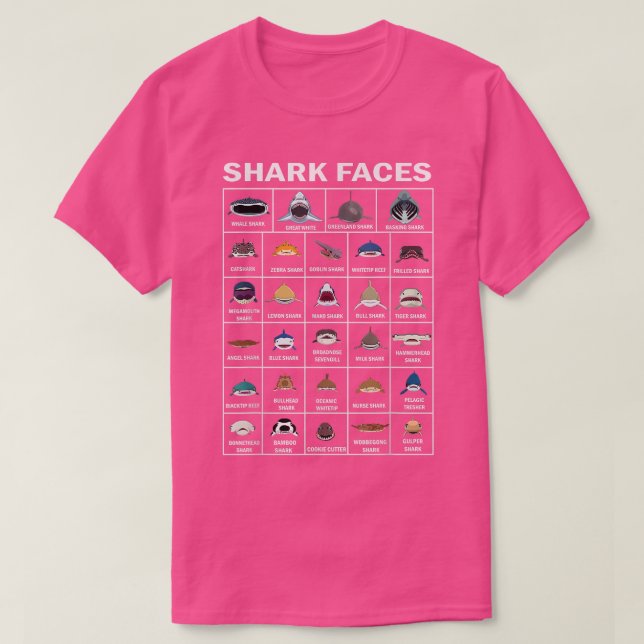 T-shirt Types Of Shark Faces (Design devant)