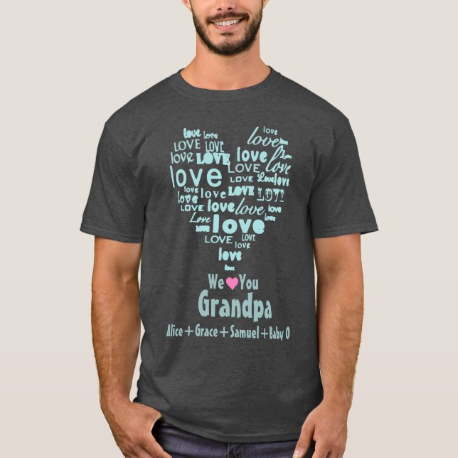 T-shirt Typographie Amour Coeur "We Love You" Personnalisé (Devant)