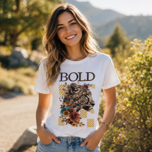 T-shirt Typographie audacieuse léopard floral