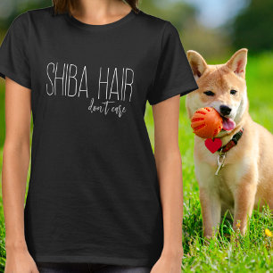 T-shirt Typographie Blanche Shiba Hair Don’t Care