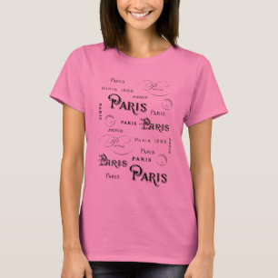 T-shirt Typographie Calligraphie Paris France Tour Eiffel