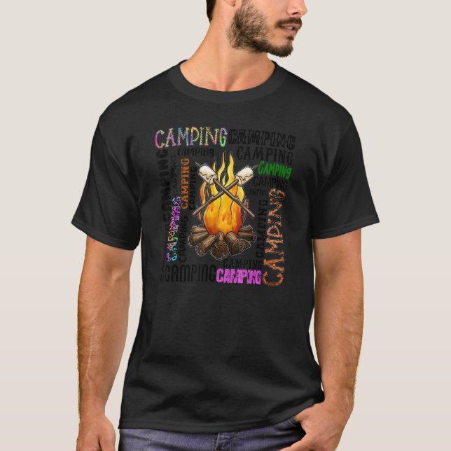 T-shirt Typographie Camping Happy Camper Life Camp Camping (Devant)